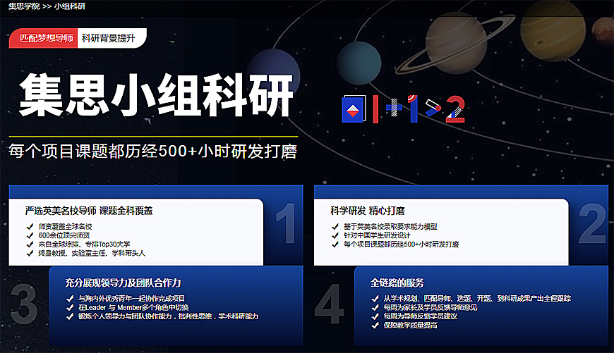 集思學院-留學背景提升-科研項目論文輔導小組科研總
